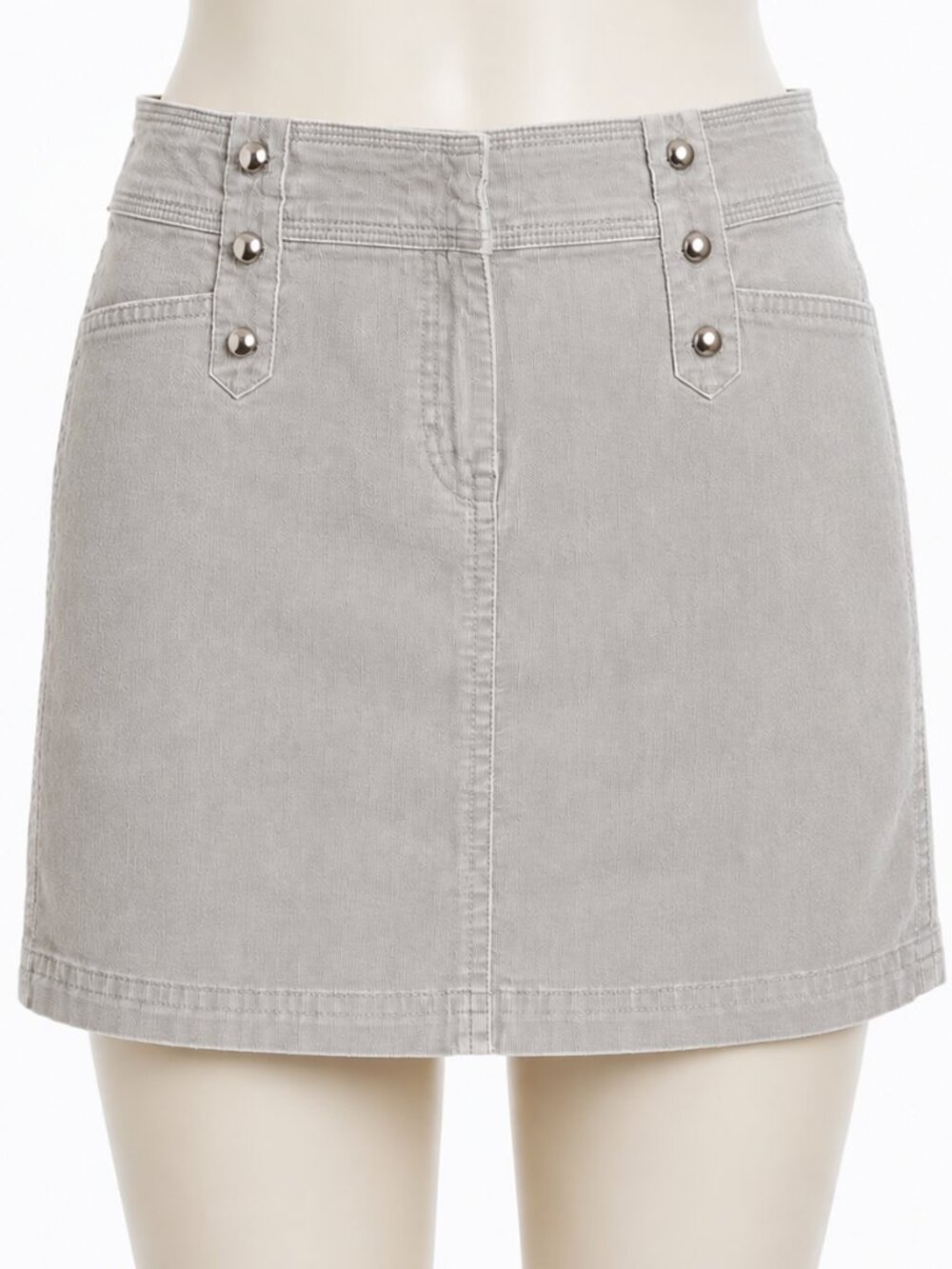 White House Black Market Skirt Gray Corduroy Mini Pockets Y2K Womens 10